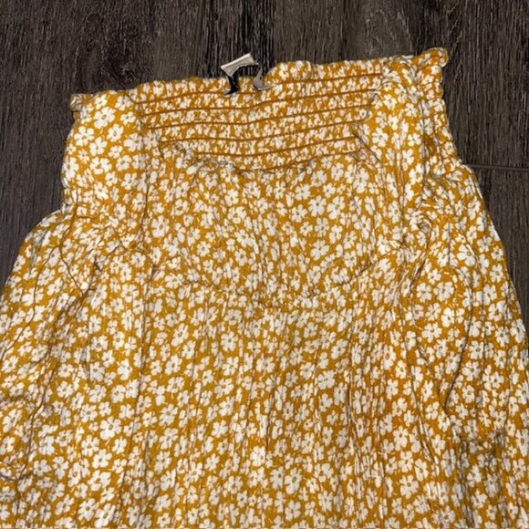 AMERICAN EAGLE 70s Style Yellow White Flowy Floral Flared Pants Size Small S - Picture 2 of 4